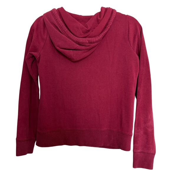Hollister burgundy zip hoodie medium floral logo Y2K vintage cozycore See pics - Picture 6 of 10
